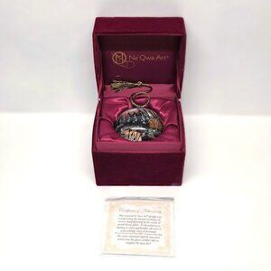 Rare Ne Qwa Fly Fishing Fisherman Christmas Ornament Glass Ball Reverse Painted